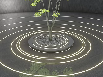 Modern Tree Pool Tree Pool Sketch 3d model