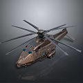 Modern Helicopter With Metallic Fuselage Multiple Rotors And Detailed Cockpit Design Structure
