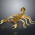 3D Rendered Scorpion with Brown Yellow Exoskeleton Curled Tail and Shiny Pincers