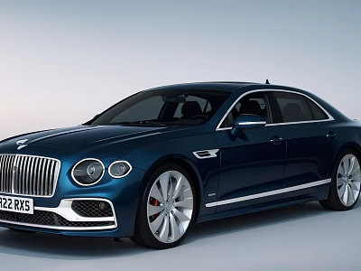 Bentley Luxury Sedan With Blue Exterior LED Headlights Silver Wheels And Modern Design 3d model
