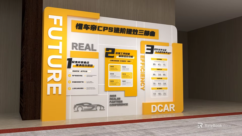 DCAR CPS Advanced Construction Trilogy Future Real Steps Display With Car Elements 3d model 