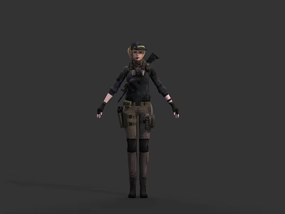 Female Game Cinematic Character in Tactical Black Outfit with Military Gear and Combat Accessories 3d model