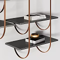 Modern Bookshelf Interior With Metal Frame Black Shelves And Decorative Books Ornaments