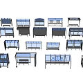 Multiple Styles Of Metal Frame Bus Shelters With Transparent Roof Structures