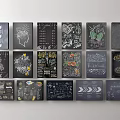Various Chalkboard Cards With Hand Drawn Illustrations And Diverse Designs 3d model