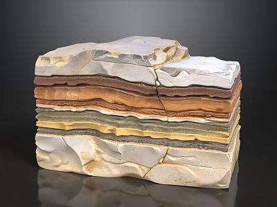 Modern Sofa And Coffee Table Set With Layered Rock Texture In White Brown Yellow 3d model