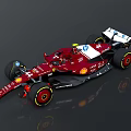 Red Formula 1 Racing Car With Shell Logo Number 44 White Body Red Wheels Yellow Rims