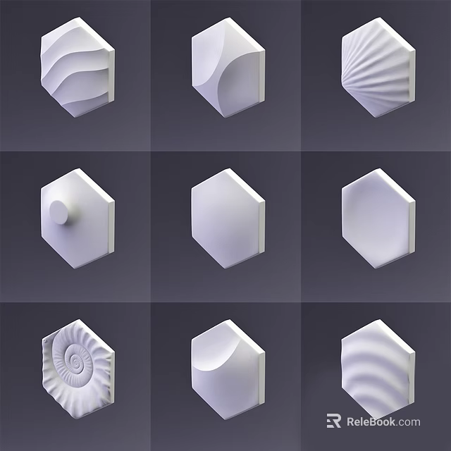 Modern Wall Decor Designs With Various Geometric Shapes And Textured Patterns 3d model