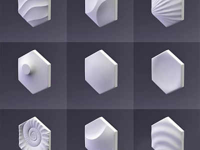 Modern Wall Decor Designs With Various Geometric Shapes And Textured Patterns 3d model