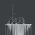 Modern White Garden Ornament With Hanging Lines And Decorative Flowing Structure