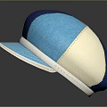Color Block Denim Hat Featuring Blue Light Blue Beige Panels And White Brim