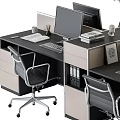 Modern Office Desk Setup With Computer Monitors Office Chairs And Filing Cabinets 3d model