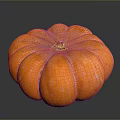 Vibrant Orange Round Textured Pumpkin With Shiny Rind And Glossy Surface