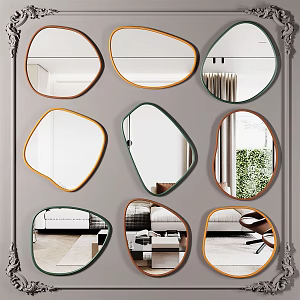 modern mirror elliptical mirror circular mirror combination 3d model