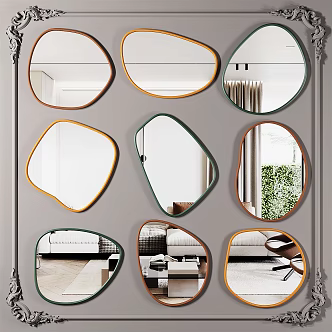 modern mirror elliptical mirror circular mirror combination 3d model