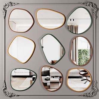 modern mirror elliptical mirror circular mirror combination 3d model