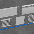 White Radiators In Various Modern Styles Mounted On Grey Wall Interior Design