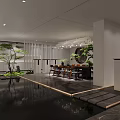 New Chinese Style Tea Room Simple and Elegant Quiet Zhiyuan Solid Wood Tea Table and Chair Combination 3d model
