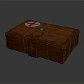 Brown Leather First Aid Kit With Red Cross Symbol And Strap Closure
