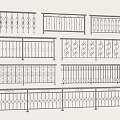 Multiple Styles of Metal Railings with Ornate Patterns and Simple Designs