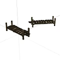 Two Rustic Wooden Bridges With Simple Plank Design And Support Posts