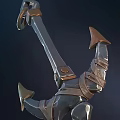 Muscular Shark Humanoid Warrior with Blue White Body Leather Belt and Weapons