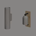 Contemporary Wall Lamps Featuring Gray Cylinder And Wooden Backplate With Black Bracket