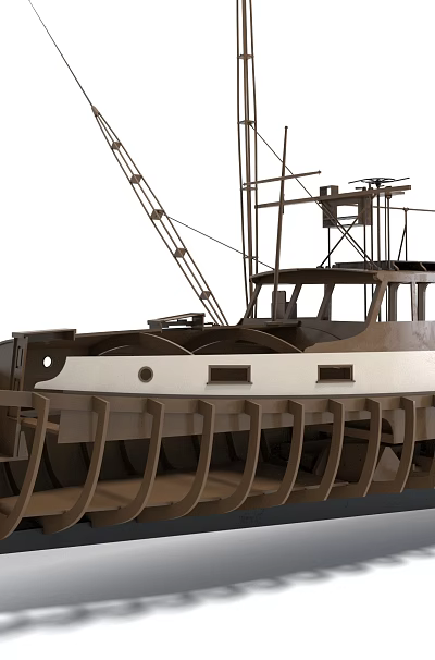 3D Rendered Classic Wooden Sailboat With Mast Hull And Deck Design 3d model