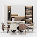 Modern Dining Room Interior With Table Chairs Wine Cabinet And Cabinets 3d model