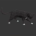 Low Poly Cat Sculpture with Gray Body and White Paws 3d model