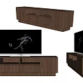 Modern Walnut TV Stand With Drawers And Open Compartments For Living Room