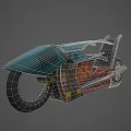 Teal And Red Cyberpunk Motorcycle With Streamlined Body Graffiti Patterns And Yellow Accents