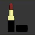 Elegant Red Lipstick With Shiny Golden Shell And Black Lid Design