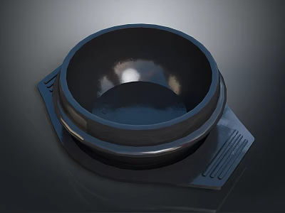 Black Bowl With Square Tray For Daily Household Use And Smooth Surface 3d model