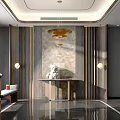 Luxury Foyer Interior Design With Sculpture Chandelier And Wall Lamps