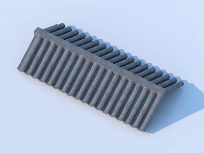 Gray Rectangular Structure With Parallel Grooves And Concrete Like Surface 3d model