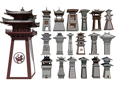 Chinese-style Han Que Stone Que Tower Han Dynasty Landscape Column Ancient Building Pagoda Stone Pagoda Ancient Watchtower City Gate Tower 3d model