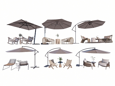 Outdoor leisure tables and chairs Outdoor chairs with umbrellas Negotiation tables and chairs 3d model