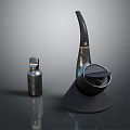 Minimalist Modern Decorative Ornament Set With Curved Black Metal And Silver Cylindrical Pieces