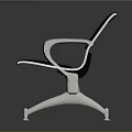 Modern Public Seats With Five Connected Black Seats And Silver Metal Frames