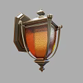 Vintage Style Wall Lamps With Metal Frame And Orange Glass Shade Details