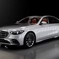 Silver Luxury Sedan With Sleek Exterior Design And Red Leather Seats