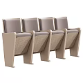 Four Public Chairs With Gray Cushions Light Frame And Perforated Side Panels 3d model