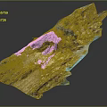 3D Rendered Terrain Model With Natural Rock Texture And Blue Elements