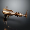 Golden Weapon Pistol with Unique Spiral Barrel Black Grip and Distinctive Design