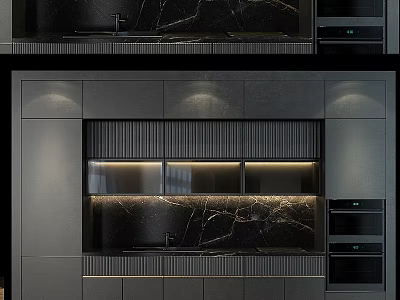 Modern Kitchen Design Featuring Sleek Cabinets Marble Countertop And Built In Appliances 3d model