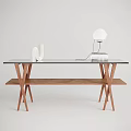 Modern Console Table With Black Glass Top Wooden Shelf White N Decor And Spherical Lamp