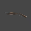 Antique Crossbow Weapon With Wooden Grip Metal Frame And Bowstring Design Structure 3d model