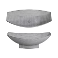 Modern White Curved Bathtub With Sleek Surface And Square Support Base 3d model