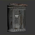 Rusty Metal Trash Can With Lid And Handle For Daily Home Use
